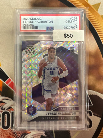 2020 Panini Mosaic NBA Tyrese Haliburton Rookie Mosaic PSA 10