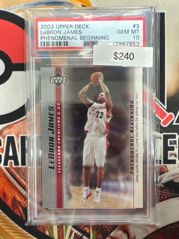2003 Upper Deck NBA LeBron James Phenomenal Beginning Rookie PSA 10