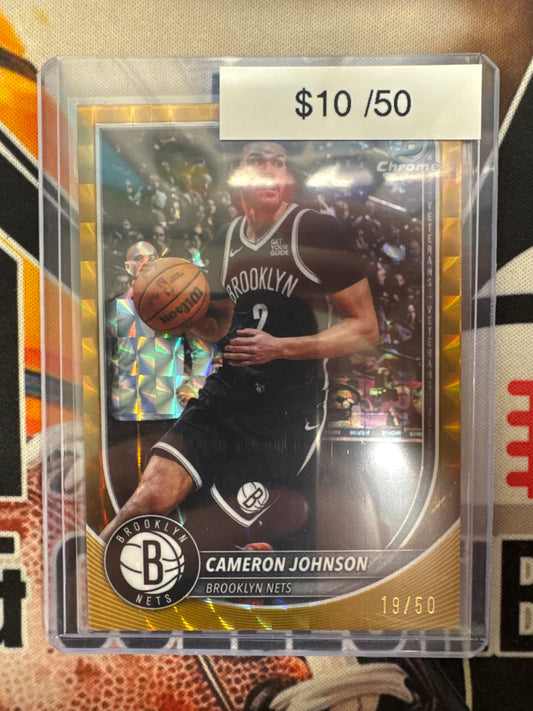 2026 Topps Bowman Chrome Basketball Cameron Johnson Gold Geometric Refractor /50