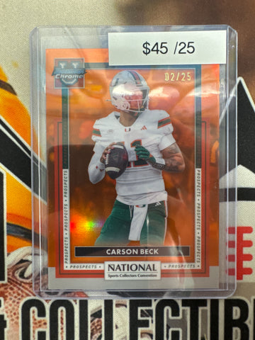 2026 Topps Bowman Chrome U X The National Carson Beck Orange Refractor /25