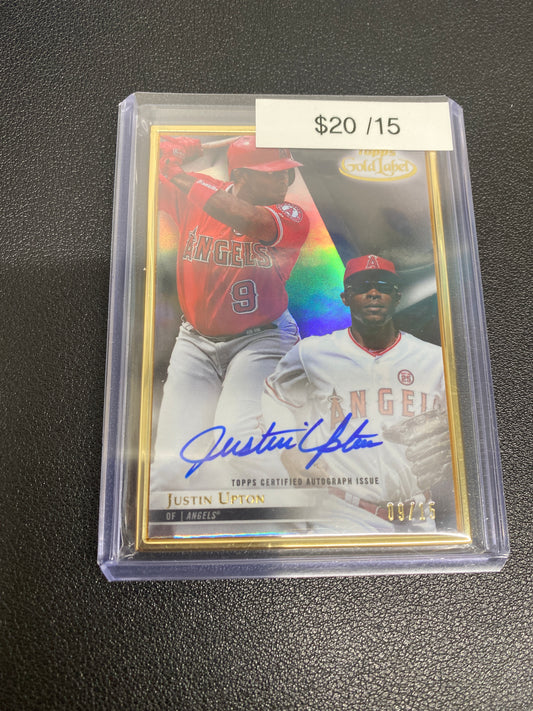 2018 MLB Topps Gold Label Justin Upton Framed Auto /15