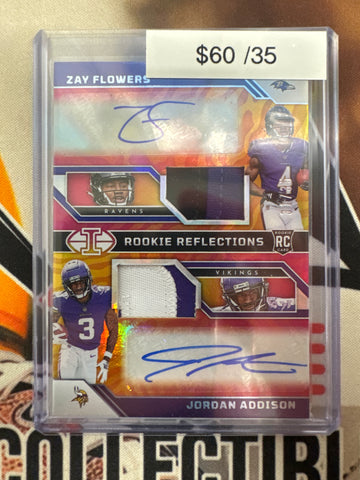 2023 Panini Illusions NFL Zay Flowers & Jordan Addison Rookie Reflections Dual Relic Autograph /35