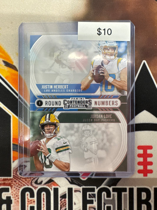 2020 Panini Contenders NFL Justin Herbert & Jordan Love Round Numbers