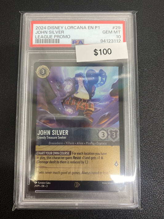 Disney Lorcana P1 League Promo John Silver PSA 10