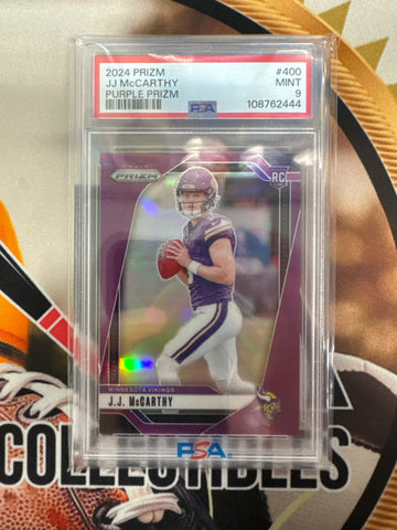 2024 Panini Prizm NFL JJ McCarthy Rookie Purple Prizm /125 PSA 9