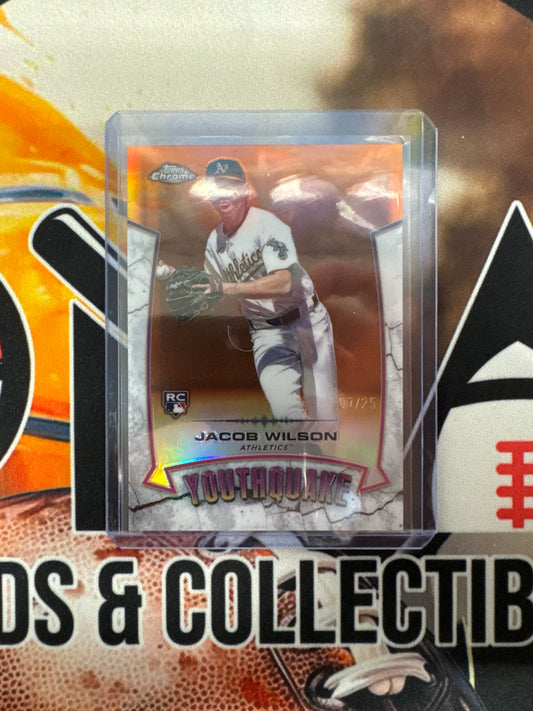 2025 Topps Chrome MLB Jacob Wilson Rookie Youthquake Orange Refractor /25