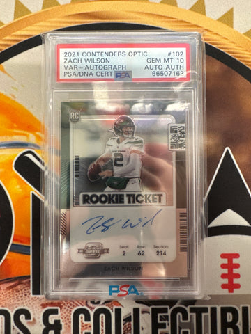 2021 Panini Contenders Optic NFL Zach Wilson Rookie Variation Autograph PSA 10 Auto Authentic