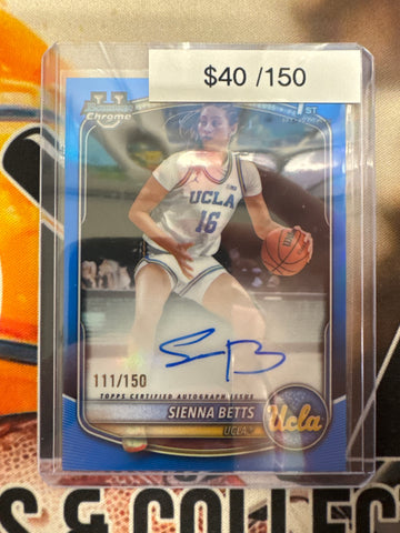 2025-26 Topps Bowman Basketball Sienna Betts 1st Bowman Blue Refractor Autograph /150