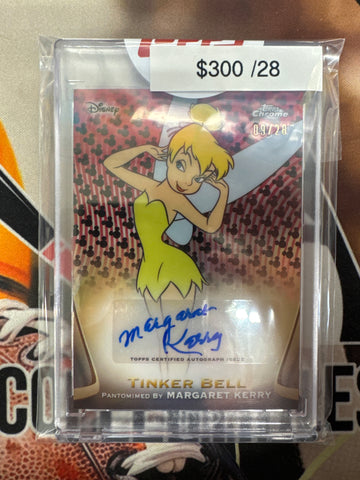 2025 Topps Chrome Disney Tinker Bell Pantomimed By Margaret Kerry Autograph Red & Black Mickey Refractor /28