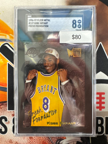 1996 Fleer Skybox Basketball Kobe Bryant Fresh Foundation Rookie SGC 8