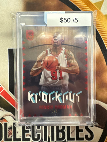 2024 Topps Three Basketball Dennis Rodman Knockout Red Refractor /5