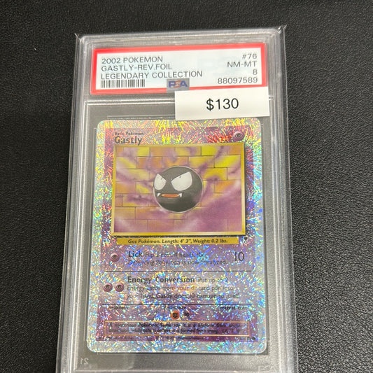 Pokemon Gastly reverse holo legendary collection PSA 8