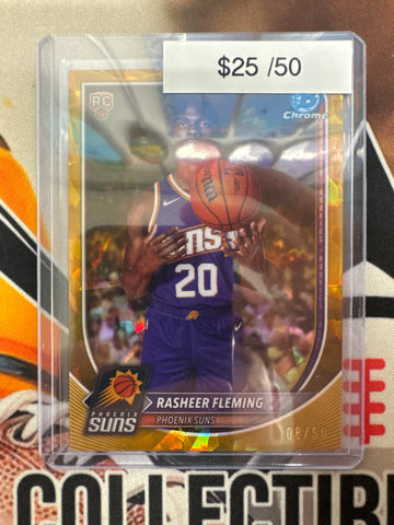 2025-26 Topps Bowman Basketball Rasheer Fleming Rookie Gold Refractor /50
