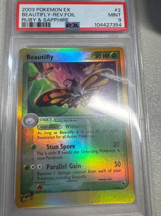 Pokemon Beautifly 2/109 reverse holo PSA 9