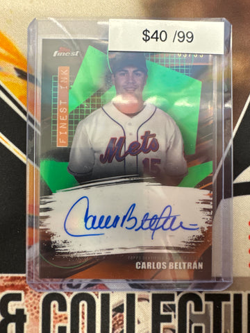 2026 Topps Finest MLB Carlos Beltran Finest Ink Autograph Green Refractor /99