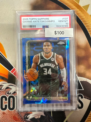 2025 Topps Chrome NBA Sapphire Giannis Antetokounmpo PSA 10