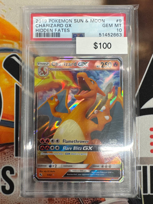 Pokémon Sun & Moon Charizard GX Hidden Fates 9/68 PSA 10