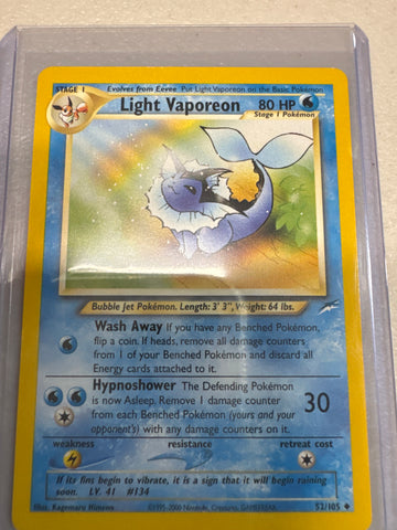 Pokemon Light Vaporeon 52/105 Neo Destiny