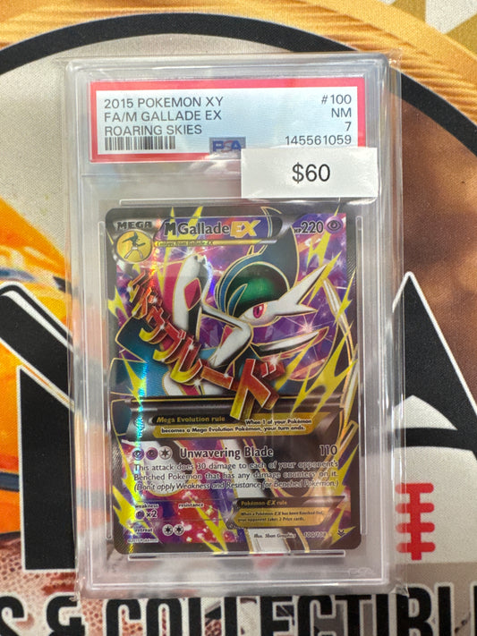 Pokémon M Gallade EX Full Art Roaring Skies 100/108 PSA 7