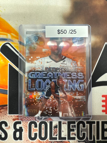 2025 Topps Bowman Chrome Basketball Cedric Coward Greatness Loading Rookie Orange Refractor /25