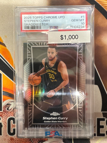2025-26 Topps Chrome NBA Update Stephen Curry Shadow Etch SSP PSA 10