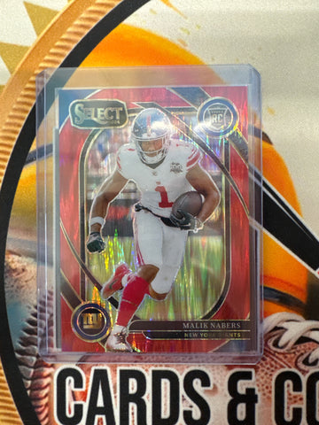 2024 Panini Select NFL Malik Nabers Rookie Red Wave Prizm Club Level /249
