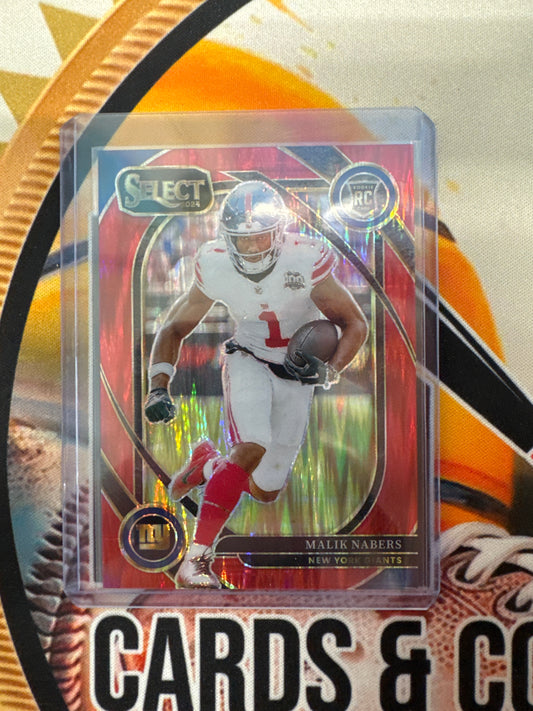 2024 Panini Select NFL Malik Nabers Rookie Red Wave Prizm Club Level /249