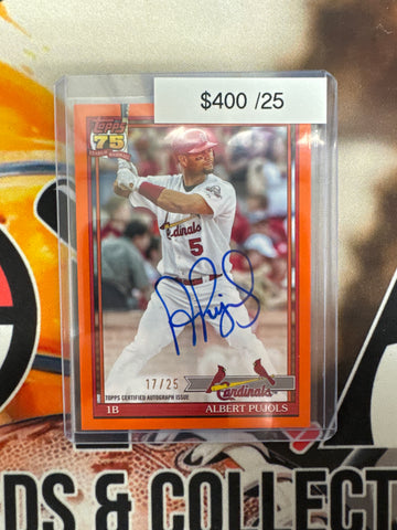 2026 Topps Series One MLB Albert Pujols 1991 Topps Baseball Autograph Orange Boarder /25