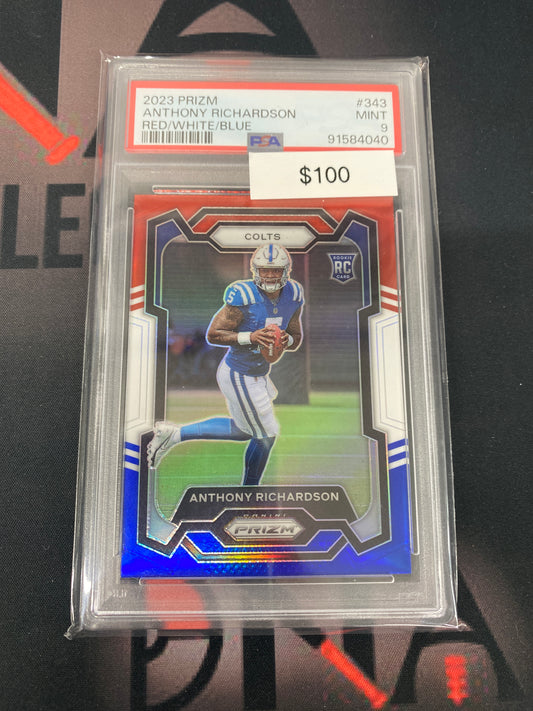 2023 NFL Prizm Anthony Richardson Red White Blue Rookie PSA 9