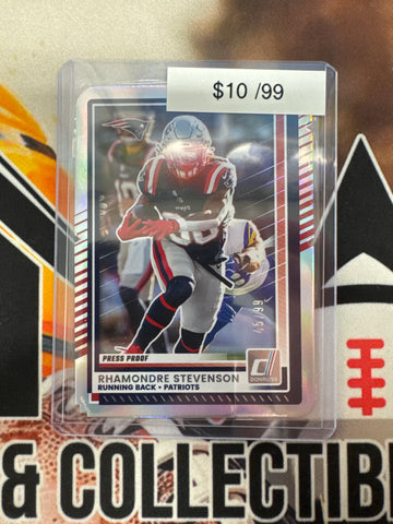2025 Panini Donruss NFL Rhamondre Stevenson Press Proof Die-Cut Silver /99