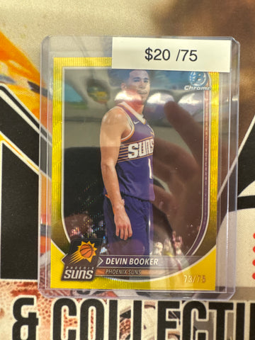 2026 Bowman Chrome Basketball Devin Booker Yellow Wave Refractor /75
