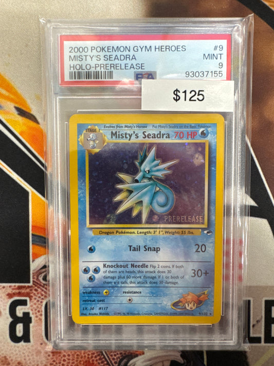 Pokémon Misty’s Seadra Prerelease Holo Gym Heroes 9/132 PSA 9