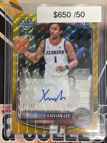 2025-26 Bowman Chrome U Xaivian Lee Gold Geometric Bowman 1st Auto /50