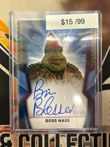 2025 Topps Star Wars Masterwork Brian Blessed As Boss Nass Autograph Blue Refractor /99