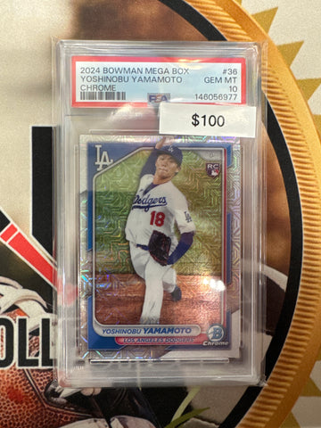 2024 Bowman Mega Box MLB Yoshinobu Yamamoto Rookie Chrome PSA 10