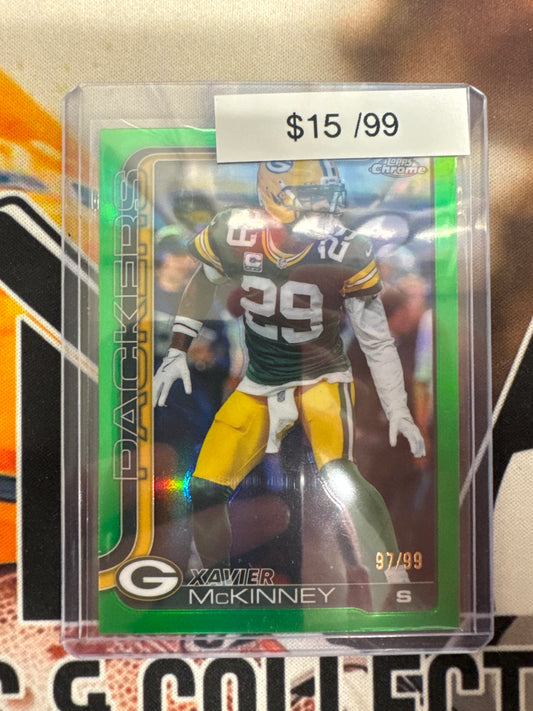 2025 Topps Chrome NFL Xavier McKinney Green Refractor /99