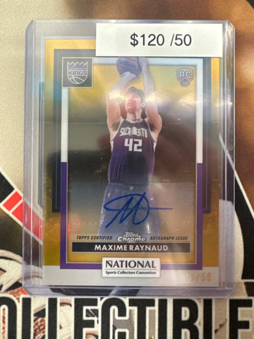 2026 Topps The National NBA Maxime Raynaud Rookie Autograph Gold Refractor /50
