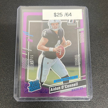 2023 NFL Donruss Aidan O’Connell Purple Rated Rookie /64