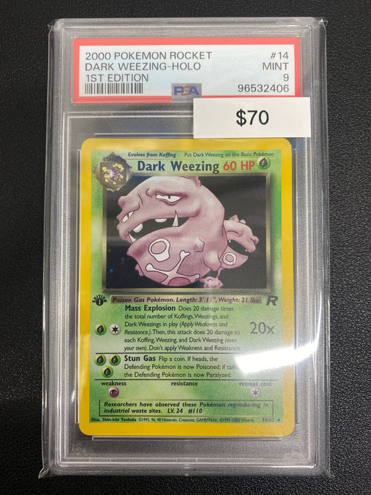 Pokémon 1st Edition Team Rocket Dark Weezing Holo PSA 9