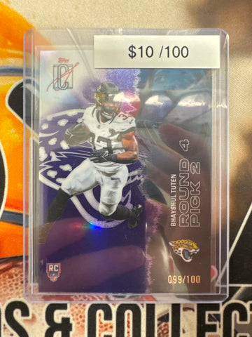 2025 Topps Signature Class NFL Bhayshul Tuten Rookie Chrome Purple Refractor /100
