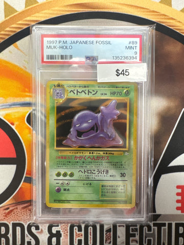 1997 Pokemon Japanese Fossil Muk No. 089 Holo PSA 9