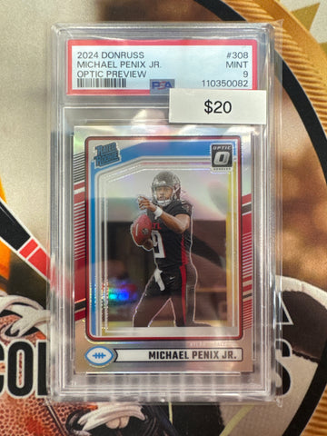 2024 Panini Donruss Michael Penix Jr. Rated Rookie Optic Preview PSA 9