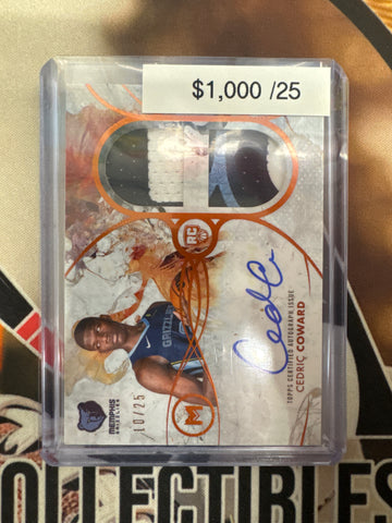 2026 Topps Motif Basketball Cedric Coward Rookie Dual Relic Autograph Orange Refractor /25