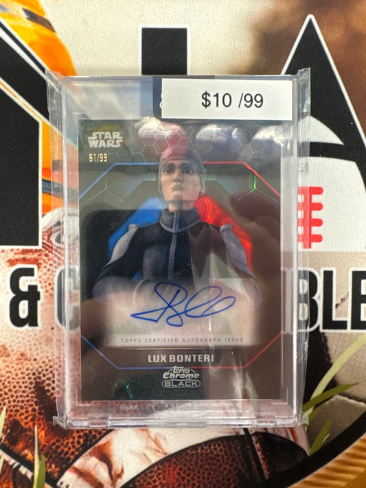 2024 Topps Chrome Black Star Wars Jason Spisak As Lux Bonteri Auto /99