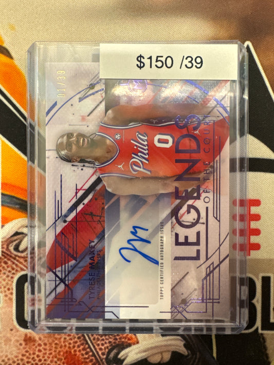 2026 Topps Motif Basketball Tyrese Maxey Legends Of The Court Autograph Purple Refractor /39