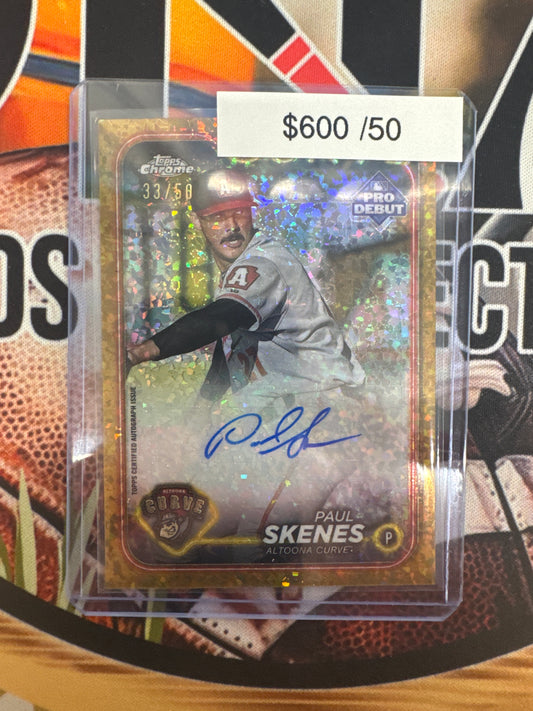 2024 Topps Chrome Pro Debut MLB Paul Skenes Gold Mini Diamond Autograph /50