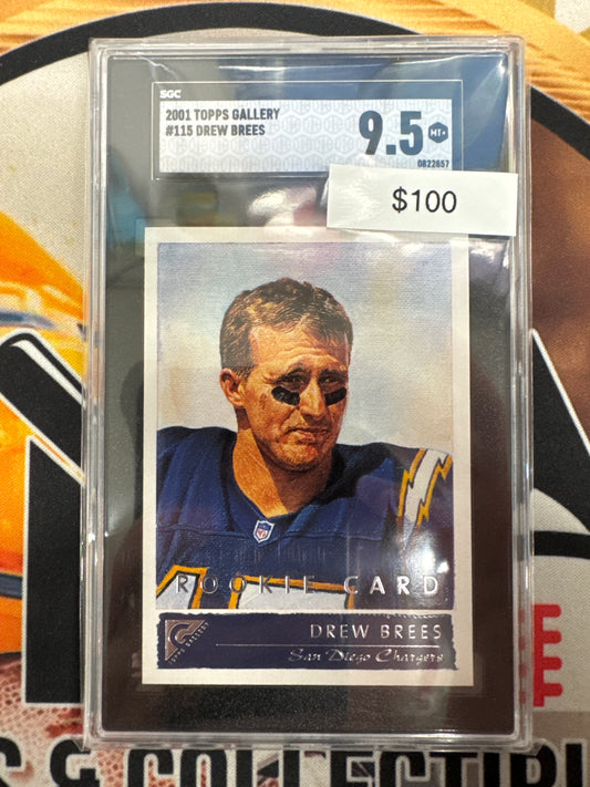 2001 Topps Gallery Drew Brees Rookie SGC 9.5