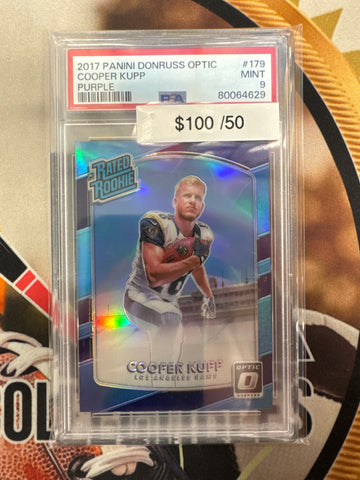 2017 Panini Donruss Optic NFL Cooper Kupp Purple Rated Rookie /50 PSA 9