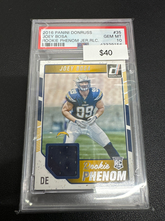 2016 Donruss Joey Bosa Rookie Phenom jersey relic PSA 10