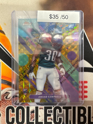 2025 Topps Finest NFL Jihaad Campbell Rookie Common Gold Geometric Refractor W/Coating